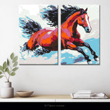 Paint by Numbers Red Horse Modern Animal Art2 Panel (Duo)