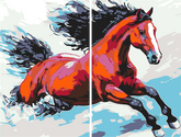 Paint by Numbers Red Horse Modern Animal Art2 Panel (Duo)