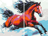 Paint by Numbers Red Horse Modern Animal Art2 Panel (Duo)