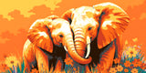 Paint by Numbers 2 Elephants Modern Animal Art