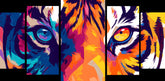 Painting by Numbers Tiger Eyes Modern Animal Art5-Panel