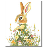 Painting by Numbers Colorful Bunny in A Green Floral Dress