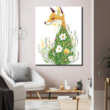Painting by Numbers Colorful Fox in A Green Floral Dress