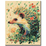 Painting by Numbers Colorful Hedgehog in Green Floral Dress