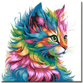 Painting by Numbers Cat in Rainbow Colors