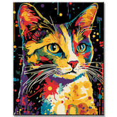 Painting by Numbers Cat Head in Rainbow Colors