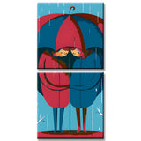 Painting by Numbers Together Under The Umbrella Blue Red 2-Panel