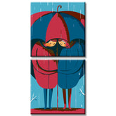 Painting by Numbers Together Under The Umbrella Blue Red 2-Panel