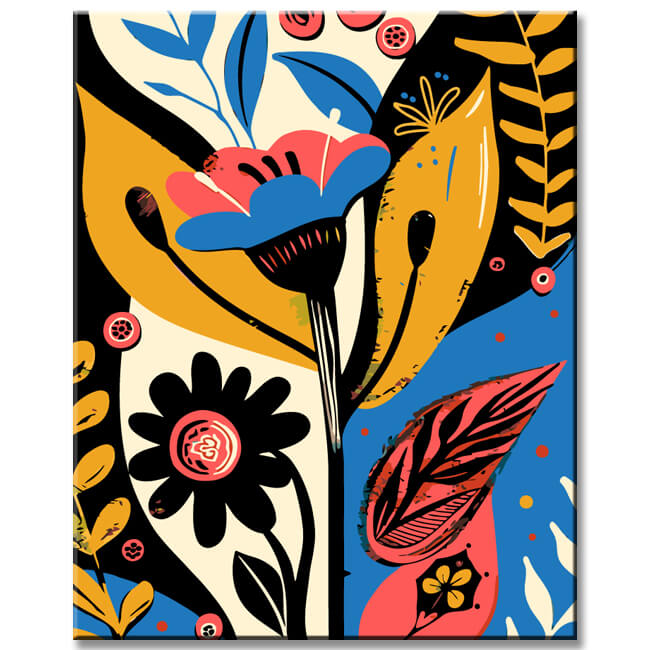 Painting by numbers Abstract cuts of flowers