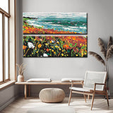 Painting by Numbers Panoramic Flower Meadow by The Sea, - 2-Panel