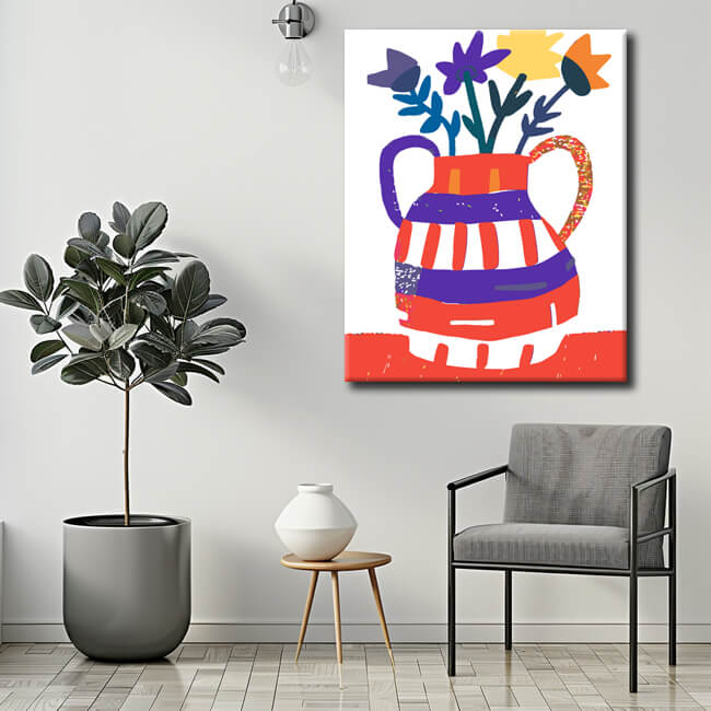 Paint by Numbers Striped Vase with Handles