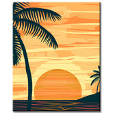 Paint by Numbers Palm on the Beach at Sunset