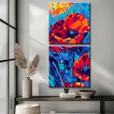 Painting by Numbers Abstract Red Poppy 2-Panel