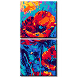 Painting by Numbers Abstract Red Poppy 2-Panel