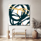 Painting by Numbers Modern Art Navy Blue with Gold Strokes I