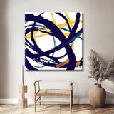 Painting by Numbers Modern Art Navy Blue with Gold Strokes II