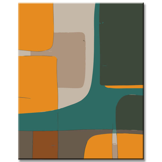 Paint by Numbers Mustard Colored Abstract Art