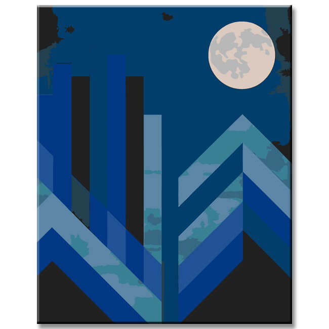 Painting by Numbers Geometric Landscape with Full Moon II