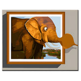 3D Elephant Number Painting Animal Art