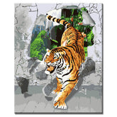 Painting by Numbers Art 3D Tiger Comes Out of The Wall