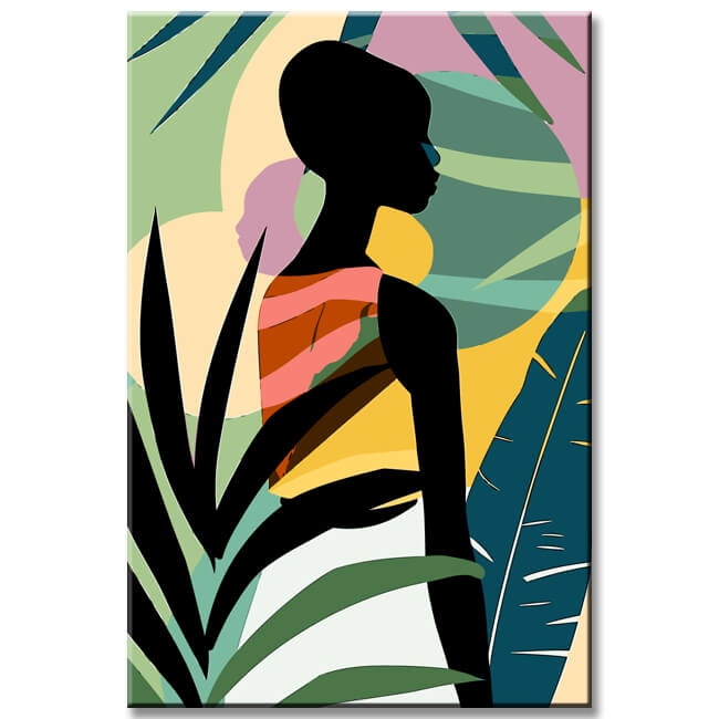 Painting by Numbers Art Minimalism Black Woman Fern
