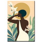 Painting by Numbers Art Minimalism Black Woman White Dress