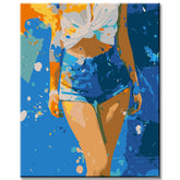Painting by Numbers Art Woman in Short Jeans Hot Pants