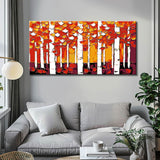 Painting by Numbers Art Abstract Painting Trees Red Orange