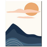 Painting by Numbers Art Minimalism Colored Sun with Clouds Over The Mountains