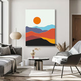 Painting by Numbers Art Minimalism Sun Over Colored Mountains