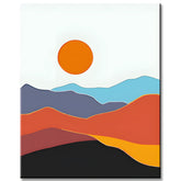 Painting by Numbers Art Minimalism Sun Over Colored Mountains