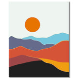 Painting by Numbers Art Minimalism Sun Over Colored Mountains