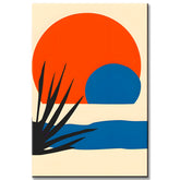 Paint by Numbers Minimalism Red Sunset with Water and Palm Leaf