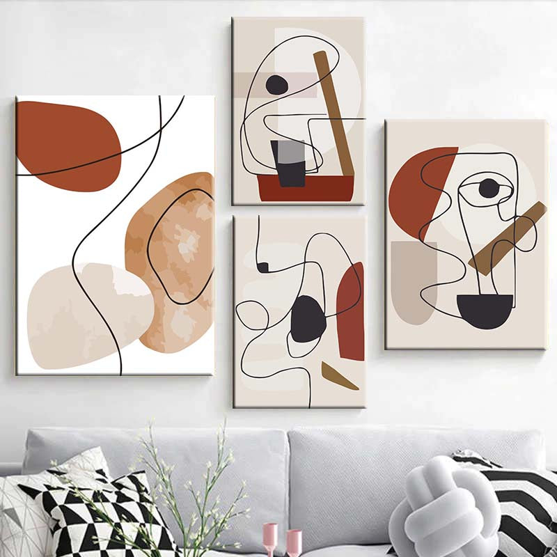 Painting by numbers art minimalism man with hat and stick
