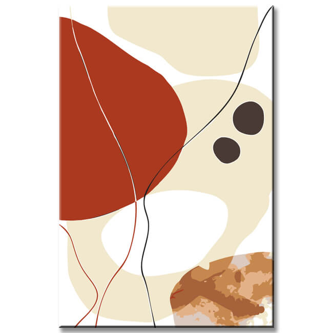 Painting by numbers minimalism drawing and colorful leaves