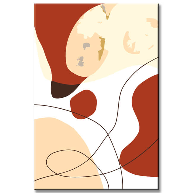 Painting by numbers minimalism drawing and colorful leaves