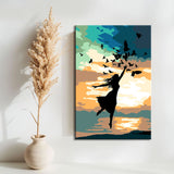 Painting by Numbers Art Woman with Flying Birds