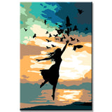 Painting by Numbers Art Woman with Flying Birds