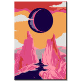 Painting by numbers art solar eclipse in the pink mountains