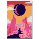 Painting by numbers art solar eclipse in the pink mountains
