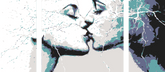 Painting by Numbers Art Two Kissing Mouths 3-Panel Triptych