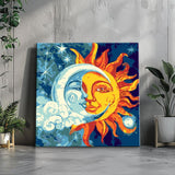 Painting by Numbers Art Half Sun and Half Moon in one Face