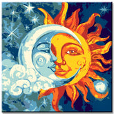 Painting by Numbers Art Half Sun and Half Moon in one Face