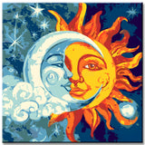 Painting by Numbers Art Half Sun and Half Moon in one Face