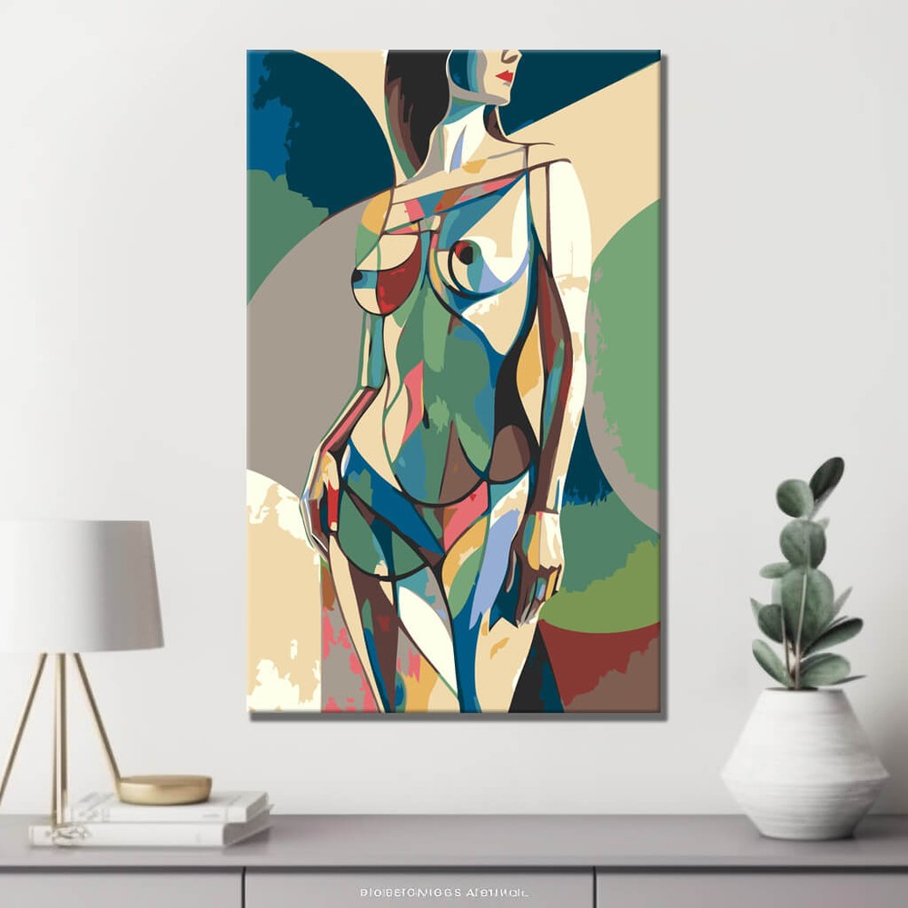 nude woman geometric elegant DIY art wall decor modern artwork
