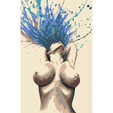 nude woman abstract blue