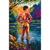 DIY Paint by Numbers Nude Man Landscape Colorful Modern Art Kit