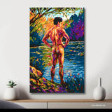 nude man modern colorful DIY art wall decor modern artwork