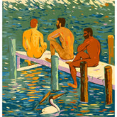 DIY Paint by Numbers Nude Three Men Nature Lake Kit
