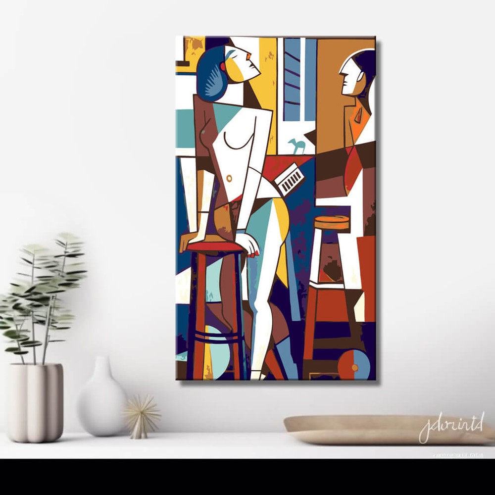 Paint by Numbers nude two women geometric modern DIY art wall decor modern artwork